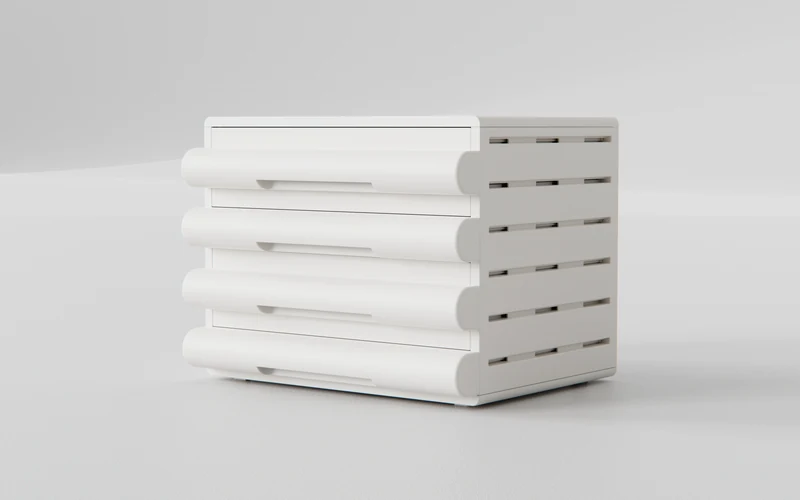 Multi-drawer cabinet with wheels, SKU 5911-White-Wheeled